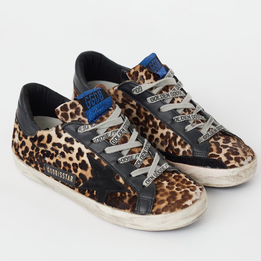 Golden Goose Super-Star Leopard-Print Leather Sneakers Great Condition 40/Us 10